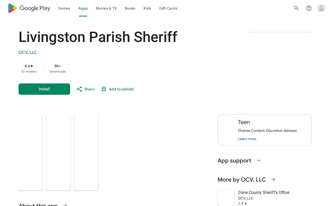 Livingston Parish Sheriff app listing for arrest and jail information