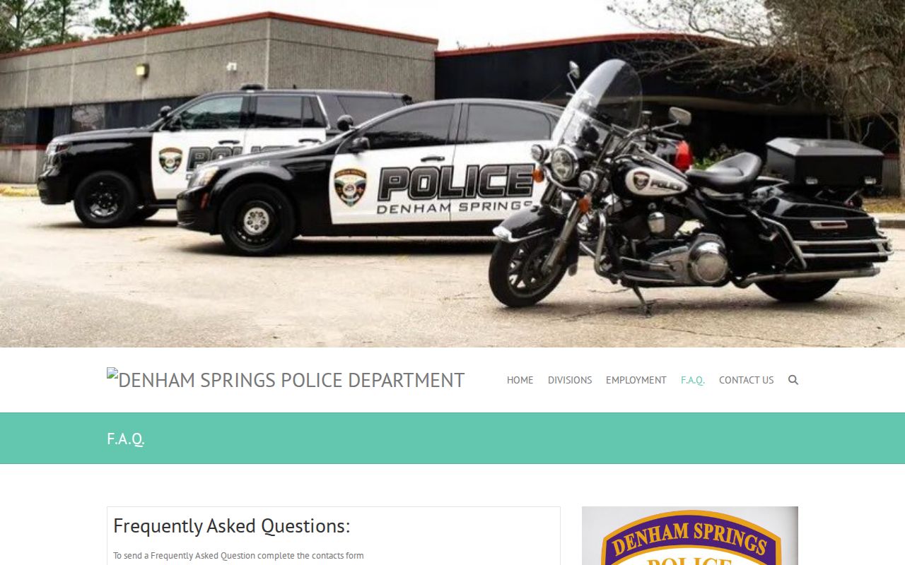 Denham Springs Police Department FAQ with police report guidance